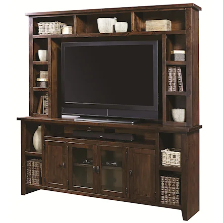 Entertainment Wall Unit with 4 Doors and Hutch Shelving